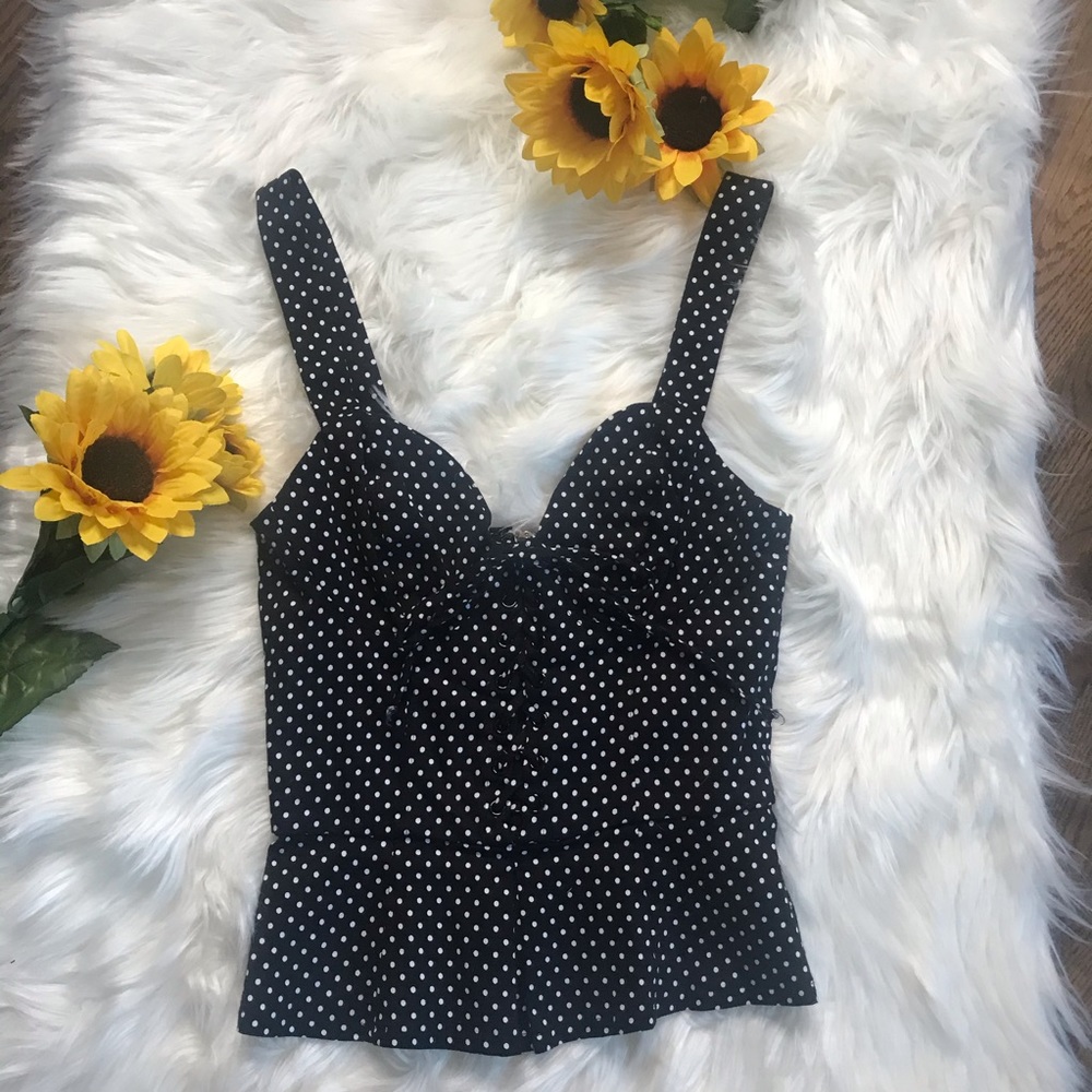 Bebe polka dot corset style tank top